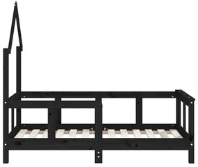 Giroletto per bambini nero 70x140 cm in legno massello di pino