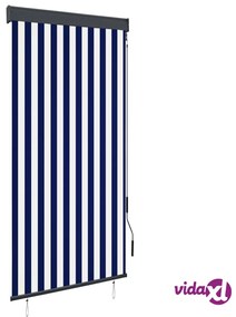 vidaXL Tenda a Rullo per Esterni 100x250 cm Blu e Bianca