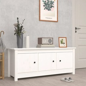Scarpiera Bianca 110x38x45,5 Cm İn Legno Massello Di Pino /