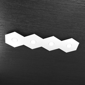Plafoniera Moderna Hexagon Metallo Bianco 4 Luci Led 12X4W