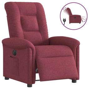 Poltrona Elettrica Reclinabile Rosso Vino İn Tessuto /