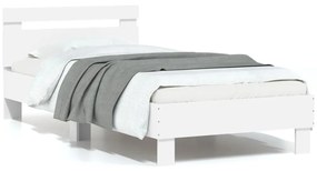 Giroletto Con Testiera Bianco 90x190 Cm İn Legno Multistrato /