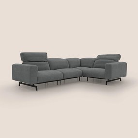 Sakura divano in piuma d'oca angolare REVERSIBILE in morbido tessuto fiammato impermeabile T14 grigio