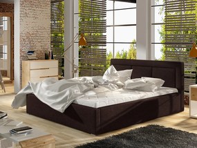 Letto matrimoniale con box contenitore Bordeaux - 160 x 200 cm , Tessuto marrone