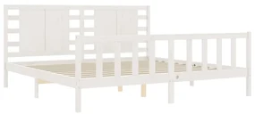 Giroletto con testiera bianco 200x200 cm in legno massello