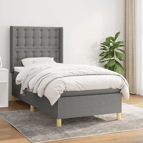 Giroletto A Molle Con Materasso Grigio Scuro 100x200 Cm Tessuto /