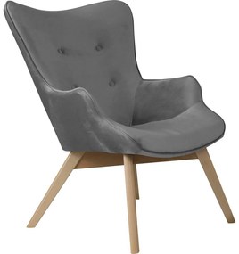 Poltrona grigia con rivestimento in velluto Niko – Ropez