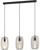 Lampadario Industrial Bajazzara 3 Luci Acciaio Nero Diffusore Grigio