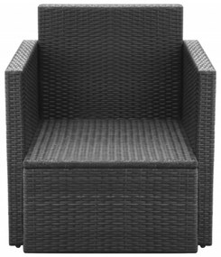 Sedia da giardino con cuscini in polyrattan nero