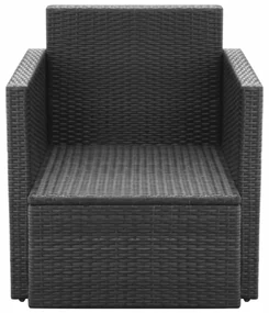 Sedia da giardino con cuscini in polyrattan nero
