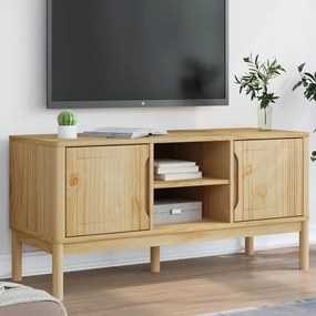 Mobile Tv Floro Marrone Cera 114x43x55 Cm İn Legno Di Pino /