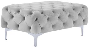 Pouf Chesterfield in Velluto Grigio - EDWINA