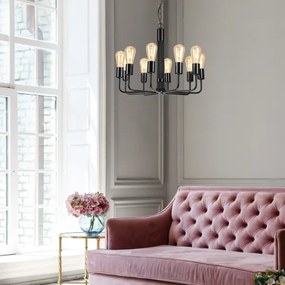 Lampadario a sospensione con catena TIFFANY 10xE27/60W/230V nero