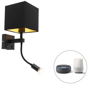 Lampada da parete intelligente nera con USB incl. Wifi A60 e GU10 - Zeno