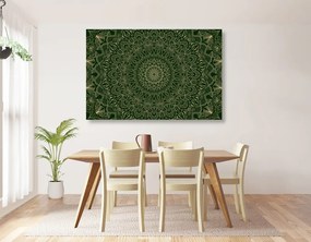 Stampa su tela – Mandala decorativa dettagliata in verde