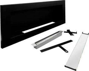 Camino a bioetanolo da parete o incasso Livorno Nero L 90 x P 12 x H 40 con vetro