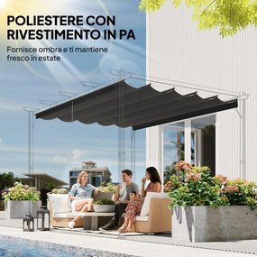 Telo di Ricambio per Pergola da Giardino 350x260 cm in Poliestere Grigio Scuro...