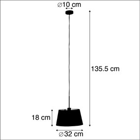 Lampada a sospensione con paralume in cotone nero e oro 32 cm - Combi