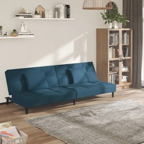 Divano Letto A 2 Posti Con 2 Cuscini Blu İn Velluto /