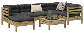 Set divani da giardino 7pz con cuscini legno impregnato di pino