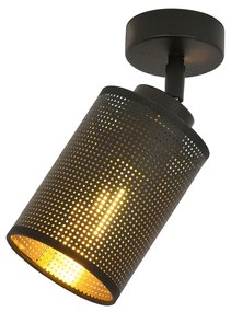 Plafoniera Spot 1 Luce Varuna In Acciaio Nero E Oro Paralumi Regolabile