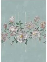 Osborne & Little Carta da parati panoramica Magnolia Frieze - Aqua/ Ochre