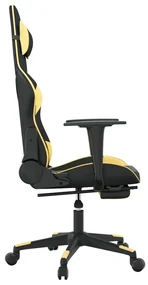 Sedia da gaming massaggiante poggiapiedi nero e oro similpelle