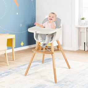 Costway Seggiolone per bambini con altezza regolabile cintura di sicurezza, Seggiolone per neonati 58x59x91cm Grigio