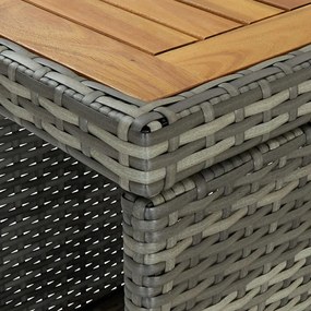 Set da bar da giardino 5 pz con cuscini in polyrattan grigio