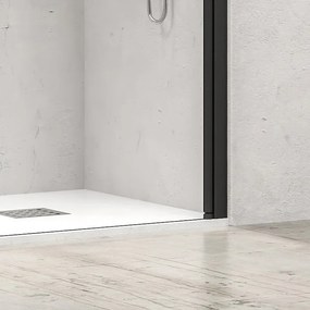 Kamalu - doccia per nicchia 110-115 cm doppio battente profili neri kn-saloon