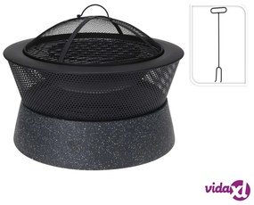ProGarden Braciere Rotondo con Griglia 54,5x54,5x38 cm Nero