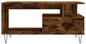 Tavolino da salotto rovere fumo 90x49x45 cm legno multistrato