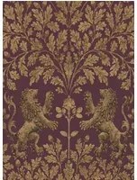 Cole & Son Carta da parati Boscobel Oak - Metallic Autumnal Gold on Claret