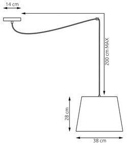 EMIBIG LIGHTING Lampada a sospensione Ascot, beige, Ø 38 cm, tessuto, decentrata