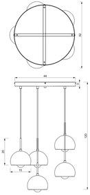 Lampadario su corda  COOL 5xE27/60W/230V nero