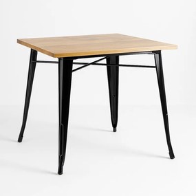 Tavolo Torix Quadrato Legno Naturale 80 cm - Nero