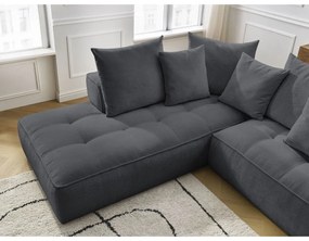 Divano angolare grigio scuro (penisola a sinistra/a L) con rivestimento in ciniglia Whesley – Bobochic Paris