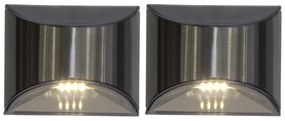 Set di 2 luci LED solari a parete in acciaio inox, altezza 8 cm Wally - Star Trading
