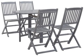 Set da pranzo per giardino 5 pz legno massello di acacia grigio