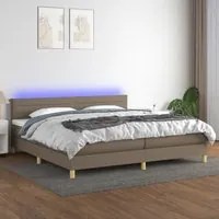 Letto a Molle Materasso e LED tortora 200x200cm in Tessuto cod mxl 64656