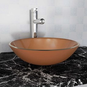 Lavandino İn Vetro Temperato 42 Cm Marrone /
