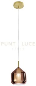 X-ray sospensione 1 luce vetro grande rame montatuta oro attacco g9