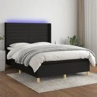 Letto a Molle con Materasso e LED Nero 140x190 cm in Tessuto 3138951