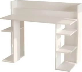 Scrivania Moderna Porta PC 120x58x98 Con Ripiani Laterali Pixel Bianca