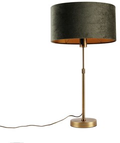 Tafellamp brons met ovale velours kap groen 35cm - Parte