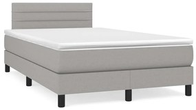 Letto a molle materasso e led grigio chiaro 120x190 cm tessuto