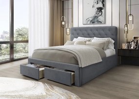 Letto Marisol in velluto grigio - 160x200 cm