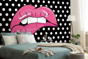Carta da parati autoadesiva – Labbra rosa pop art