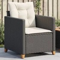 Poltrona da Giardino con Cuscini in Polyrattan Nero 366317