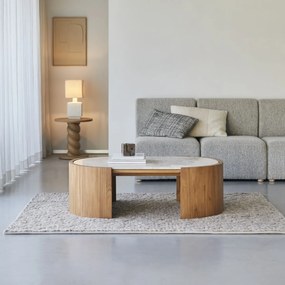 Tikamoon - Tavolino in legno di teak e marmo 120 Virgile